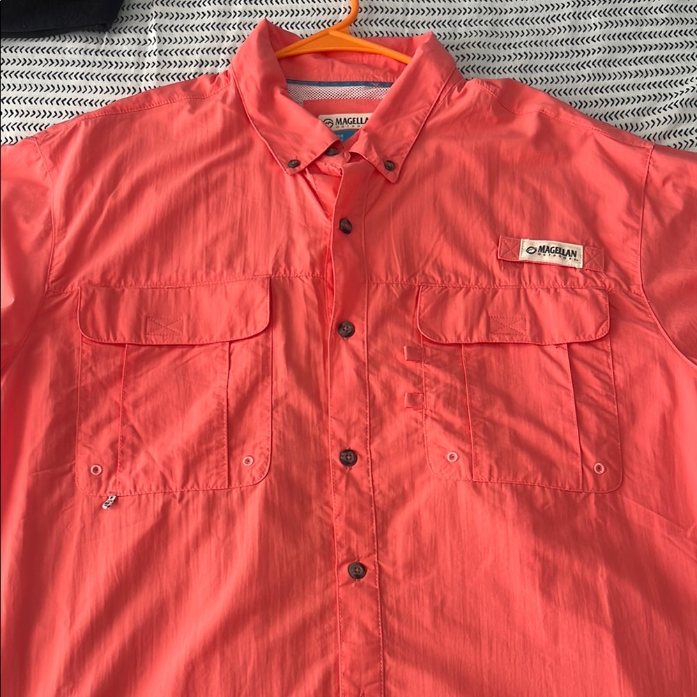 Magellan Outdoors Laguna Madre Sugar Coral Casual Button Down Shirt